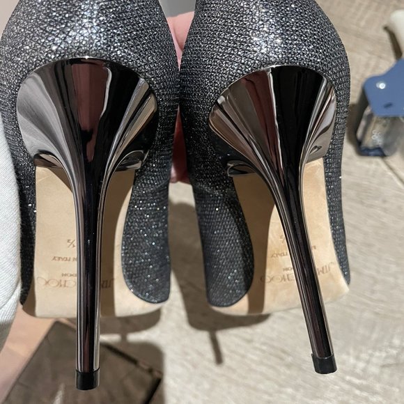 AUTHENTIC Jimmy Choo Gunmetal Glitter Pumps Women's 6.5 | 36.5 - EUC - Picture 12 of 16